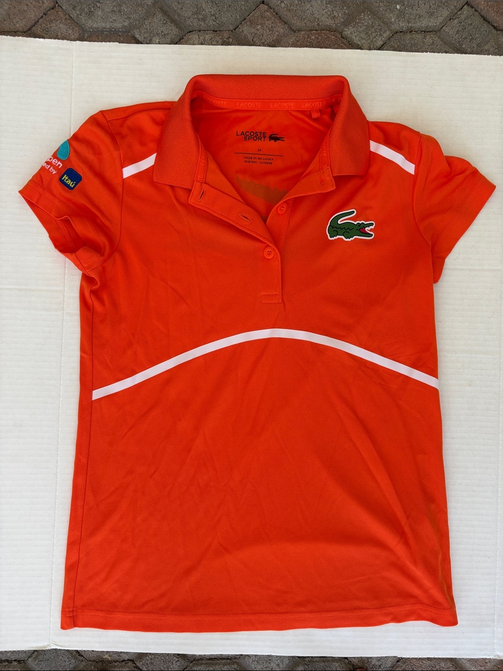 Lacoste Orange Polo with Green Crocodile Patch